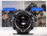 Dashboard view featuring a jeep and a car image, highlighting vehicle pitch angle and roll angle display.