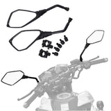 A pair of motorcycle side mirrors with a set of screws for installation