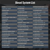 Computer screen showing the diesel system list for a Truck Compatible Diagnostic Scanner.
