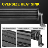 Oversize heat sink displayed with "over size heat sink" text, designed for LED light bars on tractors.