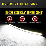 Bright LED light bar for tractors showing "over size heat sink" message.