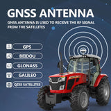 GNSS antenna attached to a tractor, emphasizing its benefits for precise positioning and navigation in farming tasks.