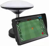 A tablet featuring a GPS device on top, specifically designed for tractor navigation, highlighting agricultural technology.
