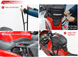 Guide on how to install a waterproof motorcycle tail bag on a bike's seat for effective and secure storage.