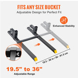 Adjustable height bucket displayed with clear measurements for easy reference and use. 